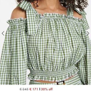 Green Gingham Ruffle Blouse